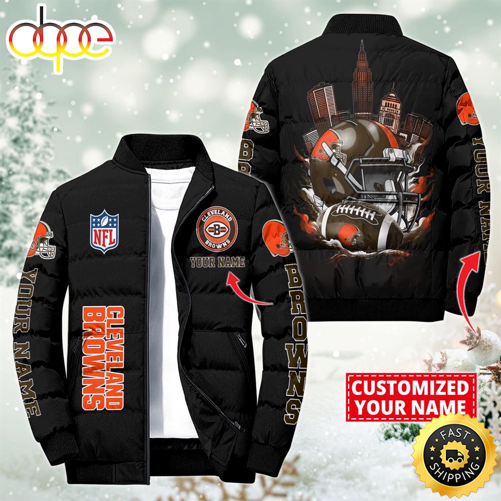 NFL Cleveland Browns City Puffer Jacket Custom Name