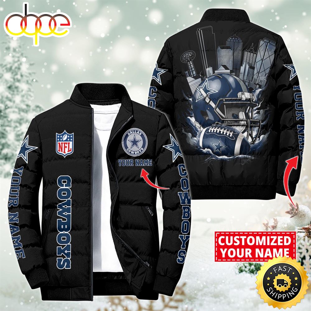 NFL Dallas Cowboys City Puffer Jacket Custom Name