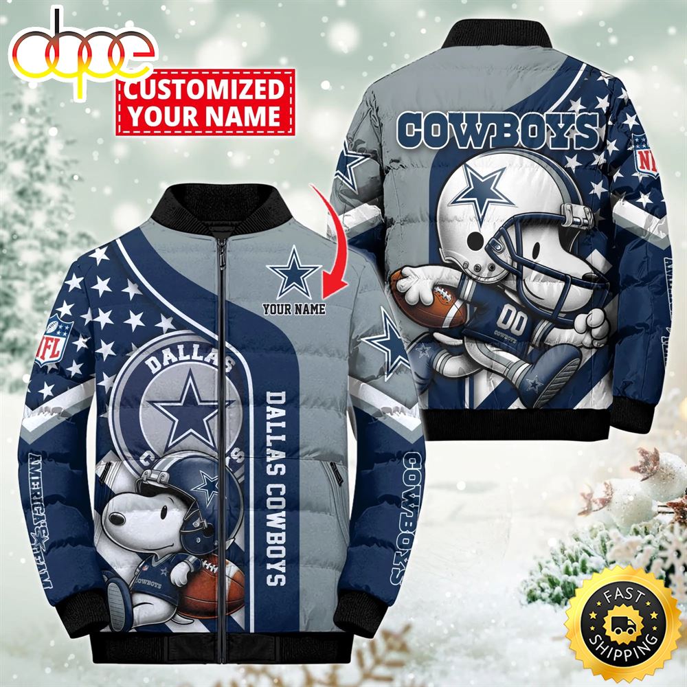 NFL Dallas Cowboys Snoopy Puffer Jacket Custom