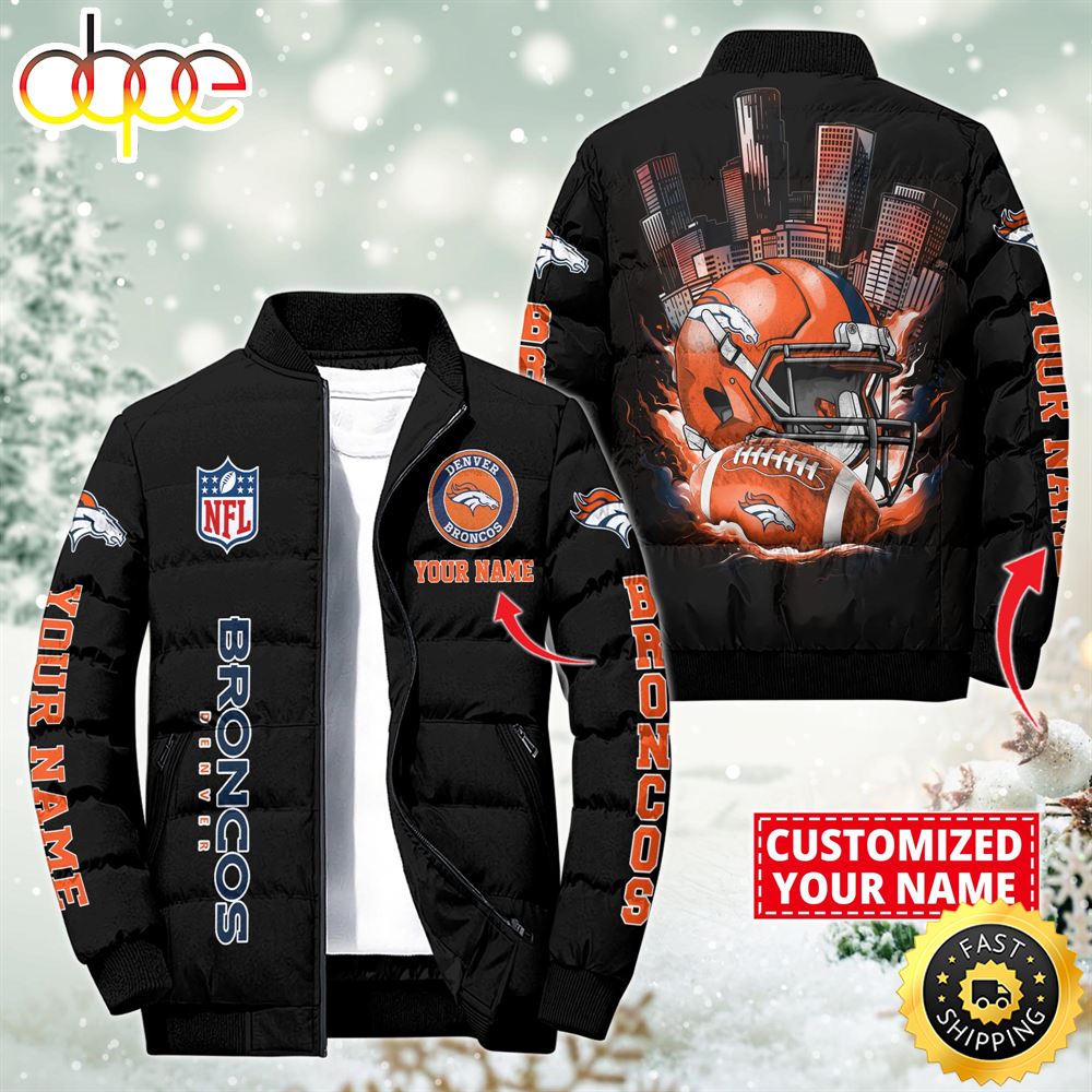 NFL Denver Broncos City Puffer Jacket Custom Name