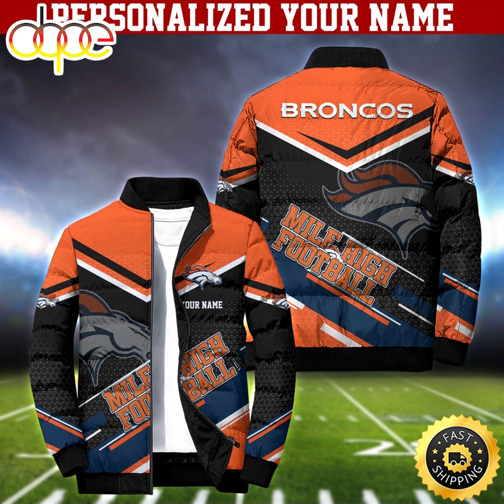 NFL Denver Broncos Puffer Jacket Personalized Your Name