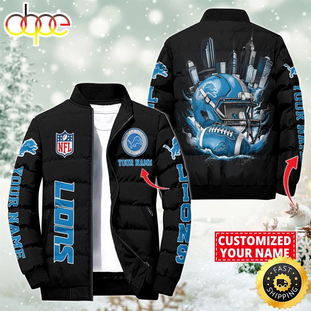 NFL Detroit Lions City Puffer Jacket Custom Name