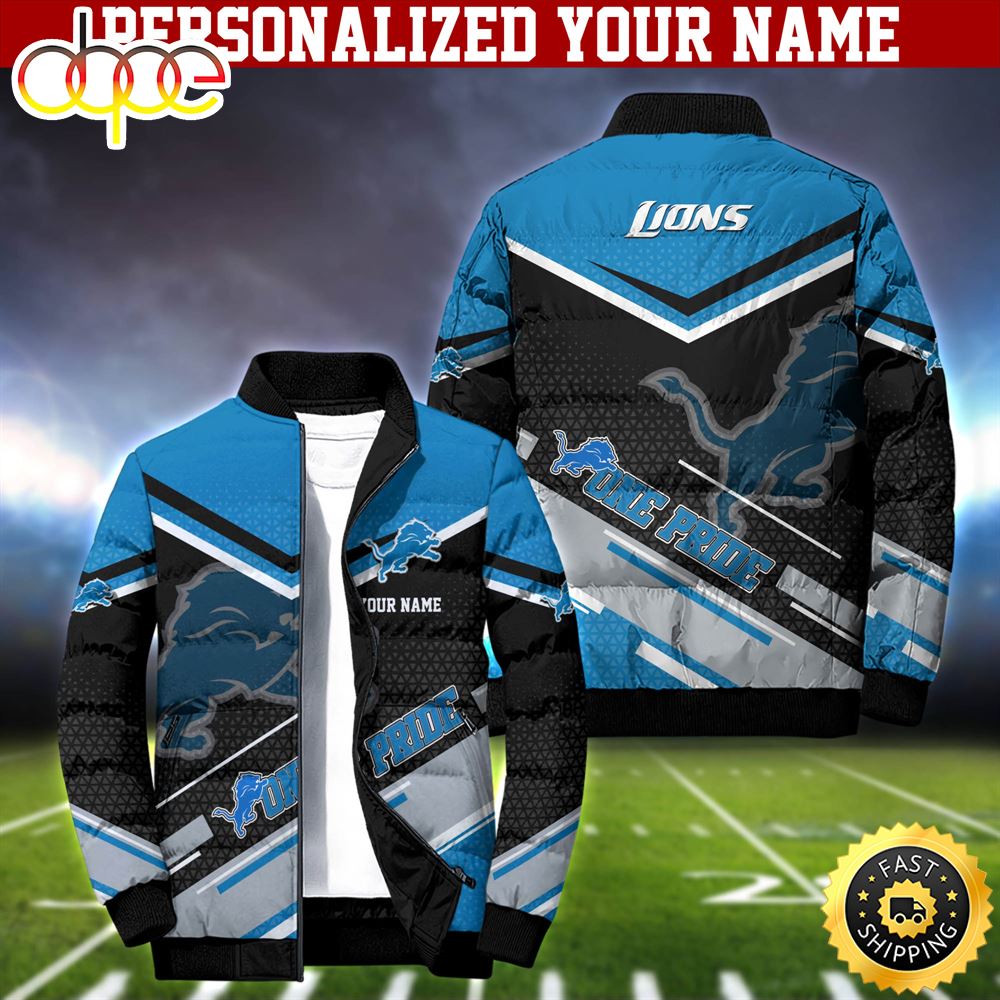 NFL Detroit Lions Puffer Jacket Personalized Your Name