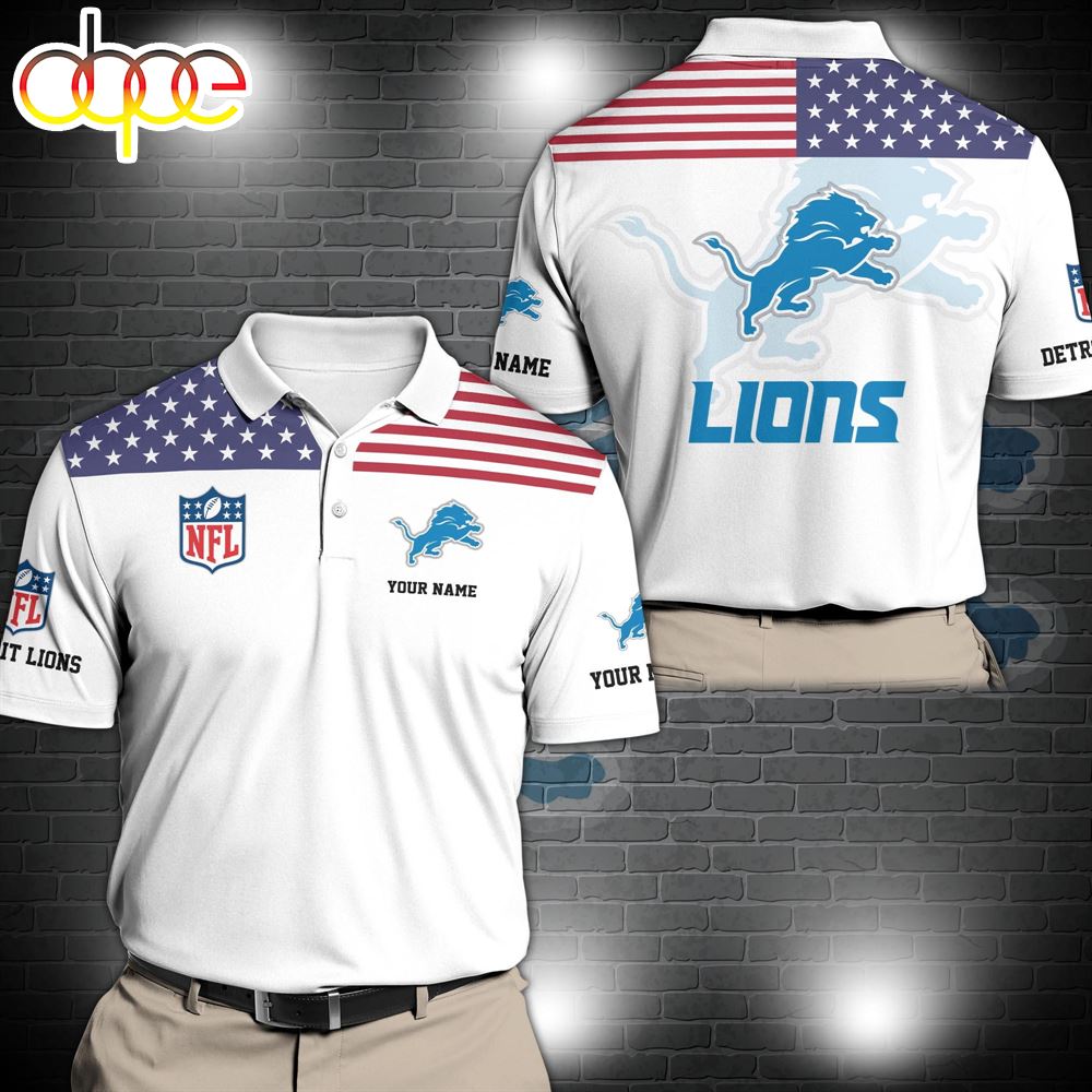 NFL Detroit Lions Sport Polo Shirt Custom Your Name