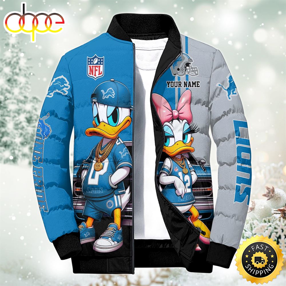 NFL Disney Detroit Lions Sport Puffer Jacket For Fans Custom Puffer Jacket
