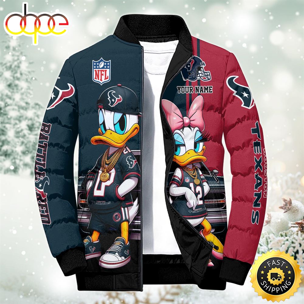 NFL Disney Houston Texans Sport Puffer Jacket For Fans Custom Puffer Jacket