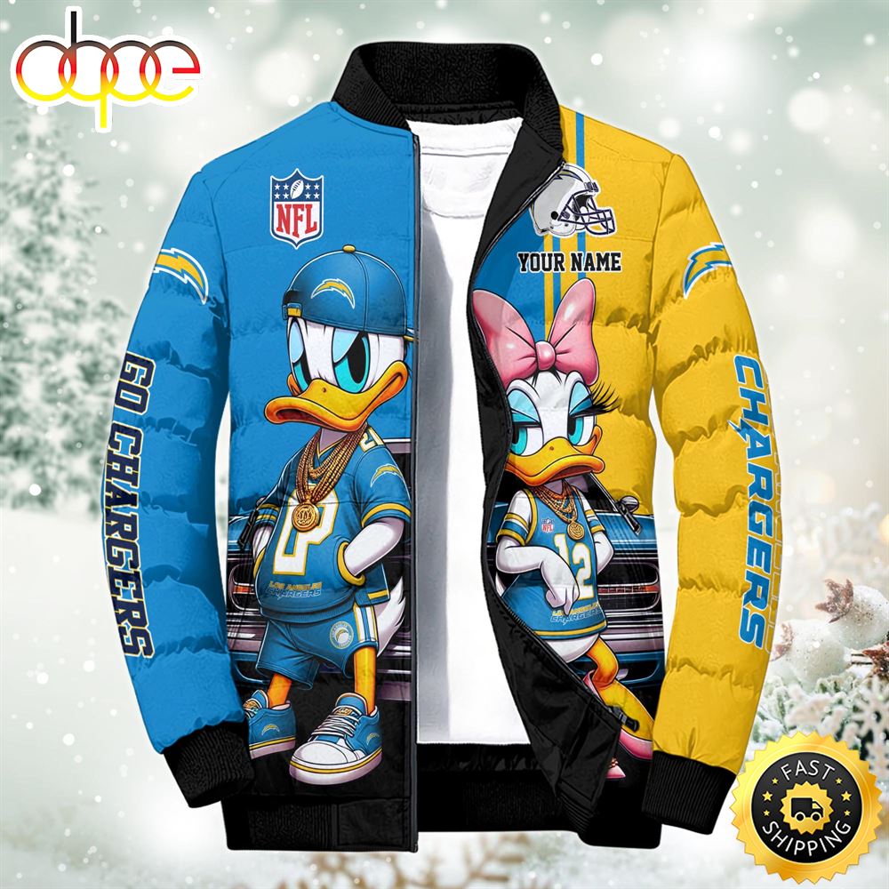 NFL Disney Los Angeles Chargers Sport Puffer Jacket For Fans Custom Puffer Jacket