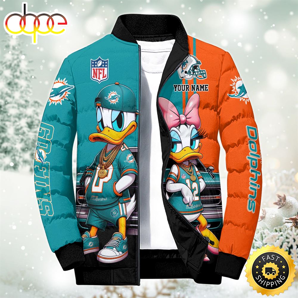 NFL Disney Miami Dolphins Sport Puffer Jacket For Fans Custom Puffer Jacket