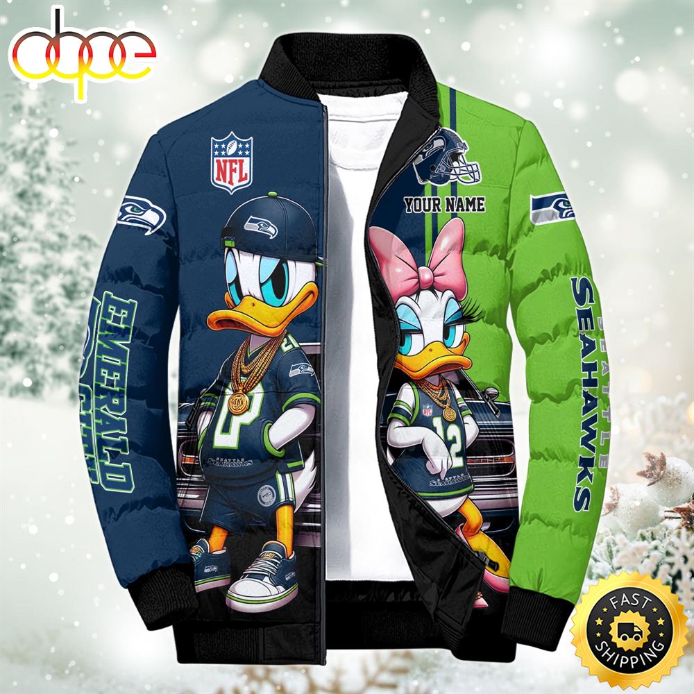 NFL Disney Seattle Seahawks Sport Puffer Jacket For Fans Custom Puffer Jacket