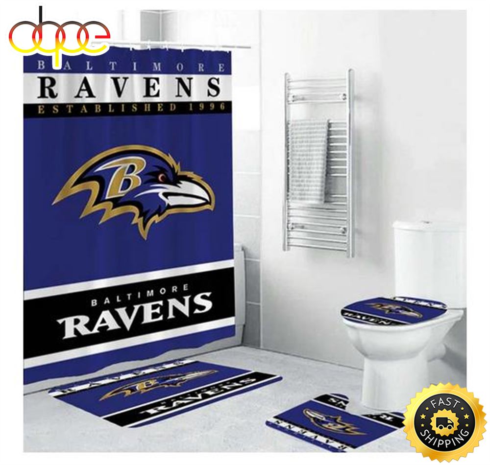 NFL Football Team Baltimore Ravens Bathroom Sets Shower Curtain Sets