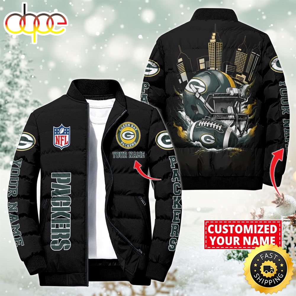 NFL Green Bay Packers City Puffer Jacket Custom Name