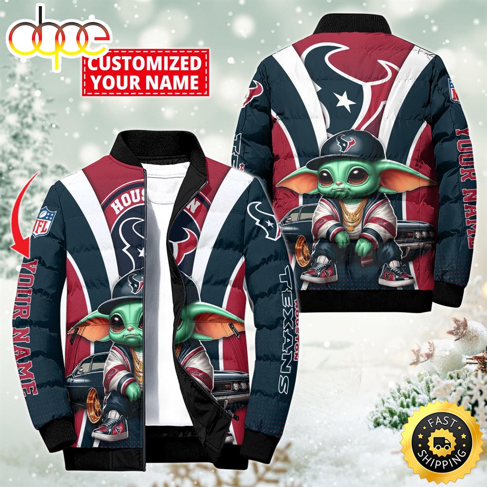 NFL Houston Texans Baby Yoda Puffer Jacket For Fans