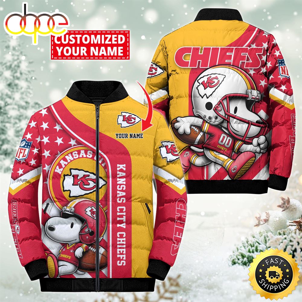 NFL Kansas City Chiefs Snoopy Puffer Jacket Custom
