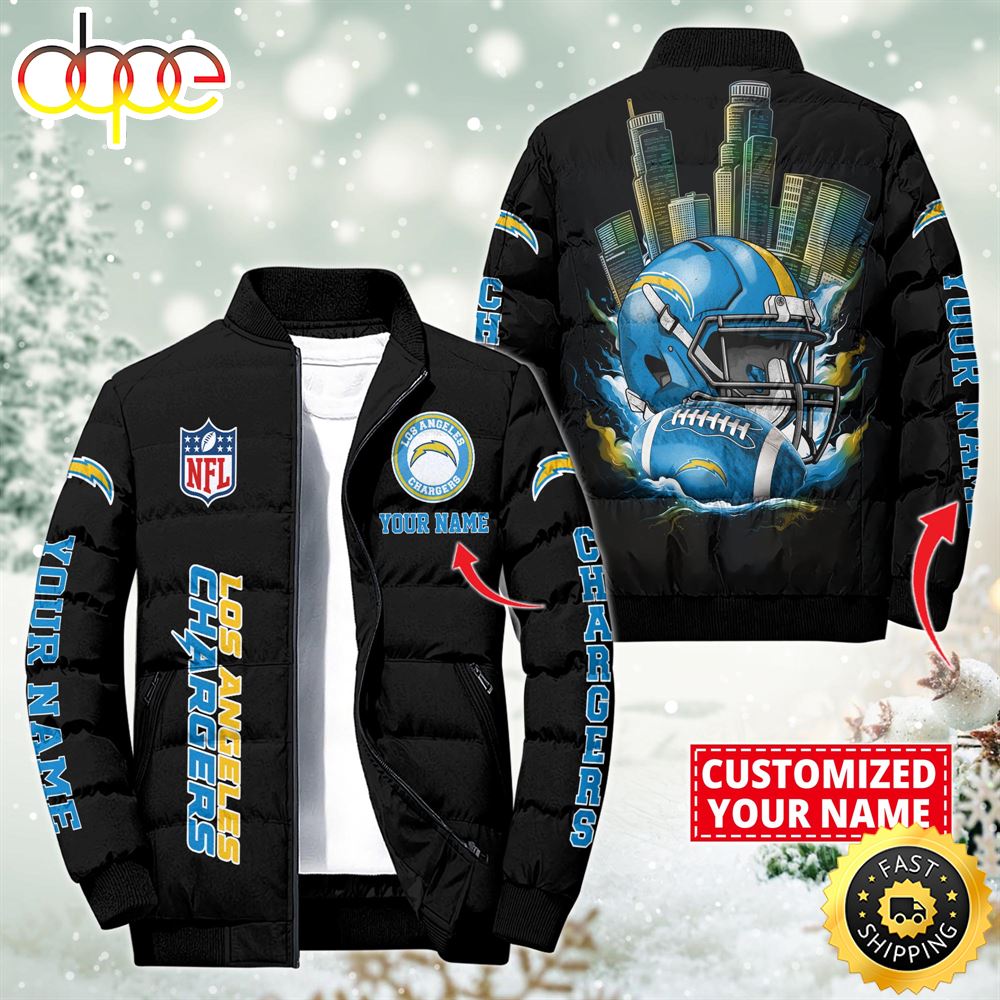 NFL Los Angeles Chargers City Puffer Jacket Custom Name