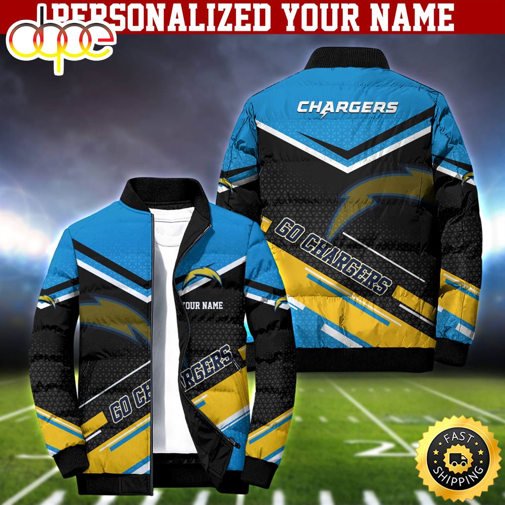 NFL Los Angeles Chargers Puffer Jacket Personalized Your Name