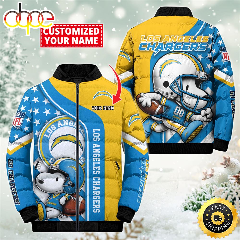 NFL Los Angeles Chargers Snoopy Puffer Jacket Custom