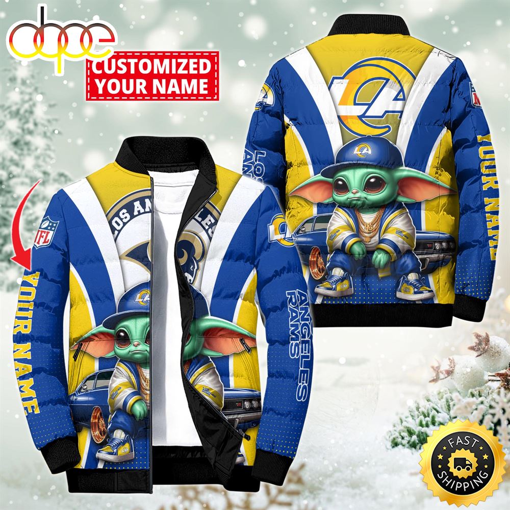 NFL Los Angeles Rams Baby Yoda Puffer Jacket For Fans