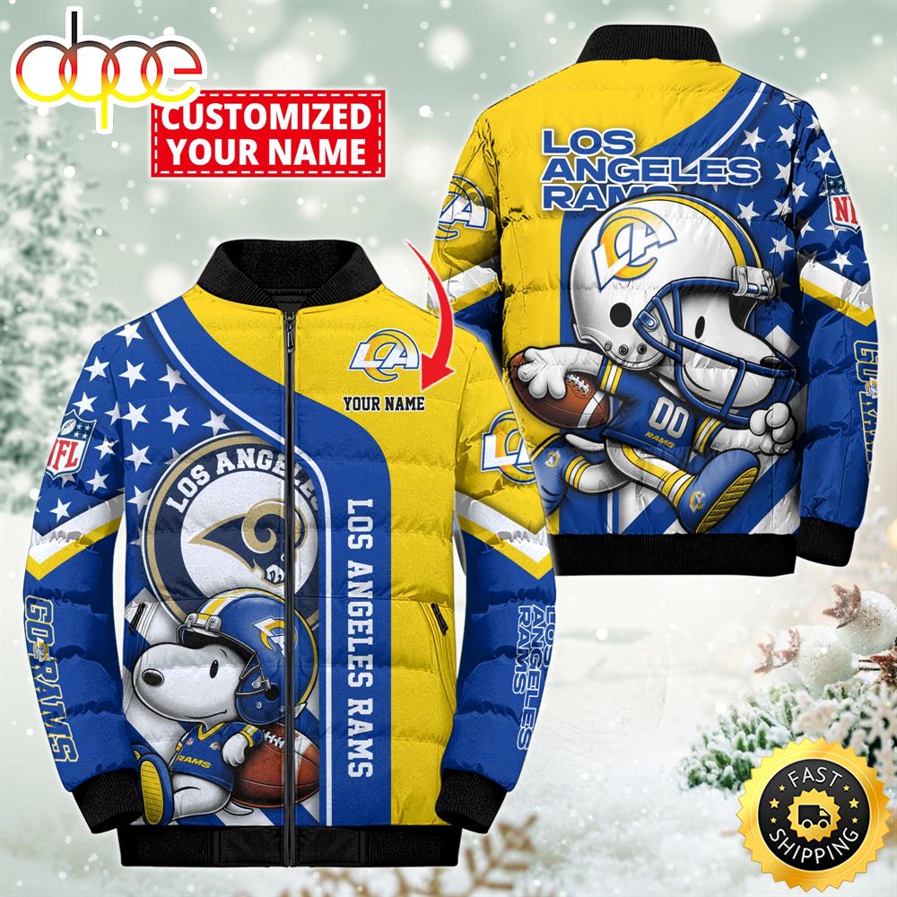 NFL Los Angeles Rams Snoopy Puffer Jacket Custom