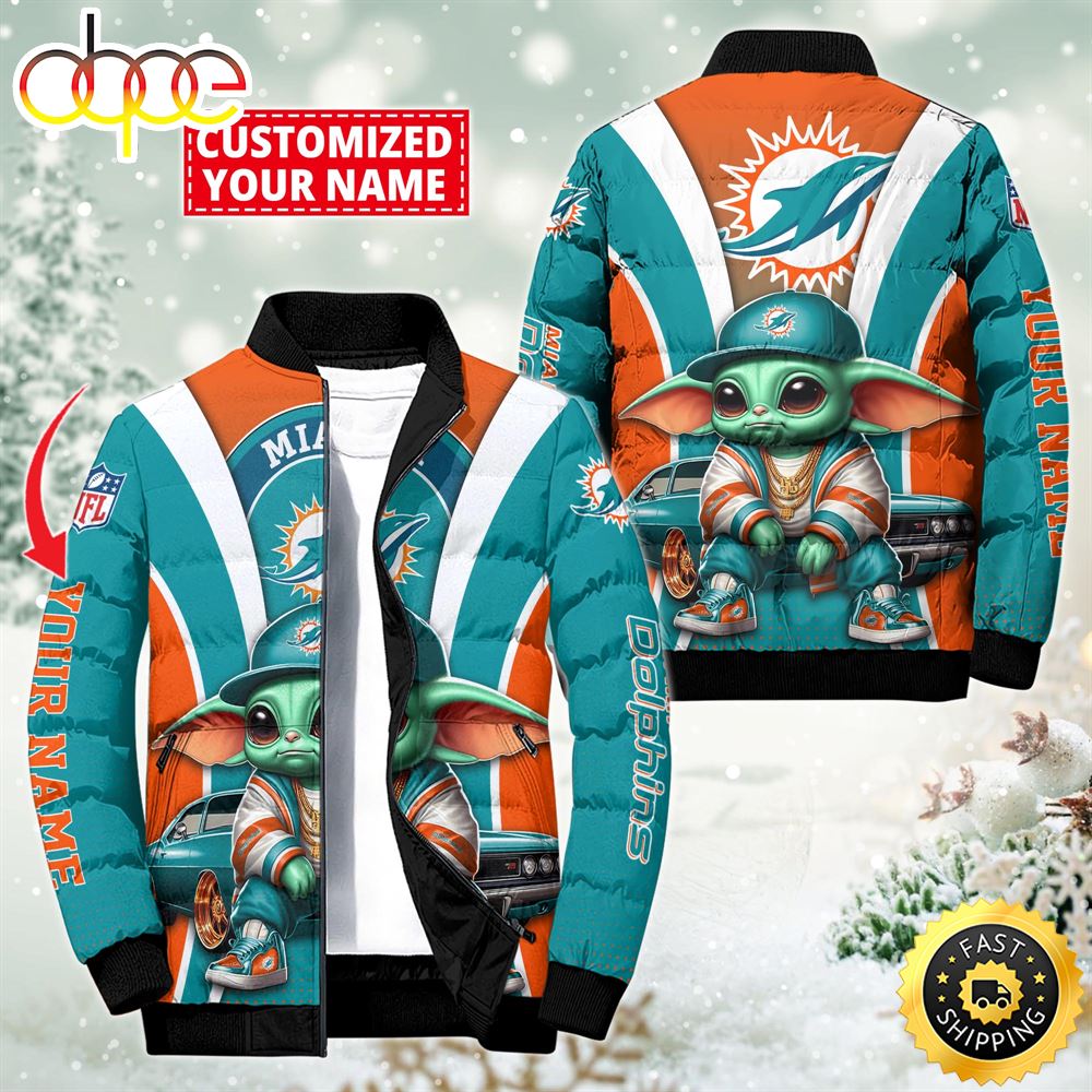 NFL Miami Dolphins Baby Yoda Puffer Jacket For Fans