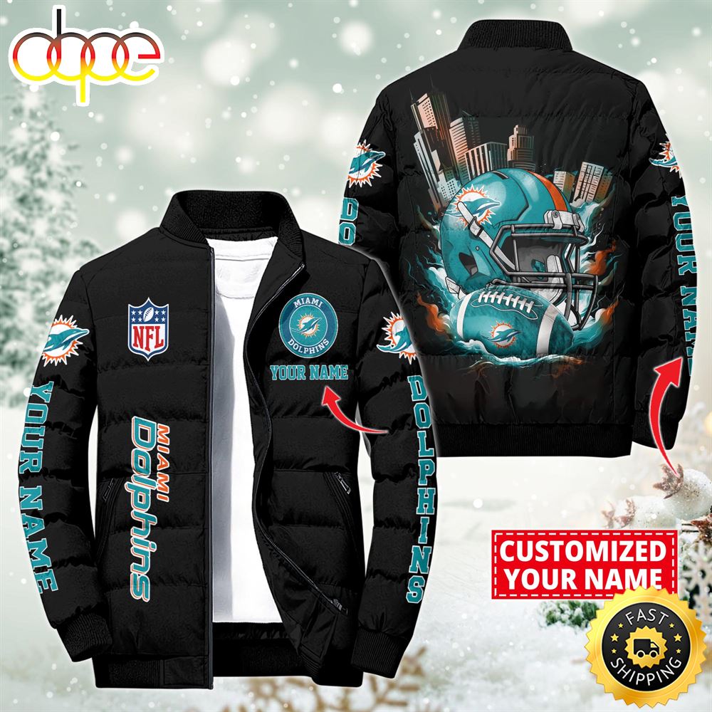 NFL Miami Dolphins City Puffer Jacket Custom Name