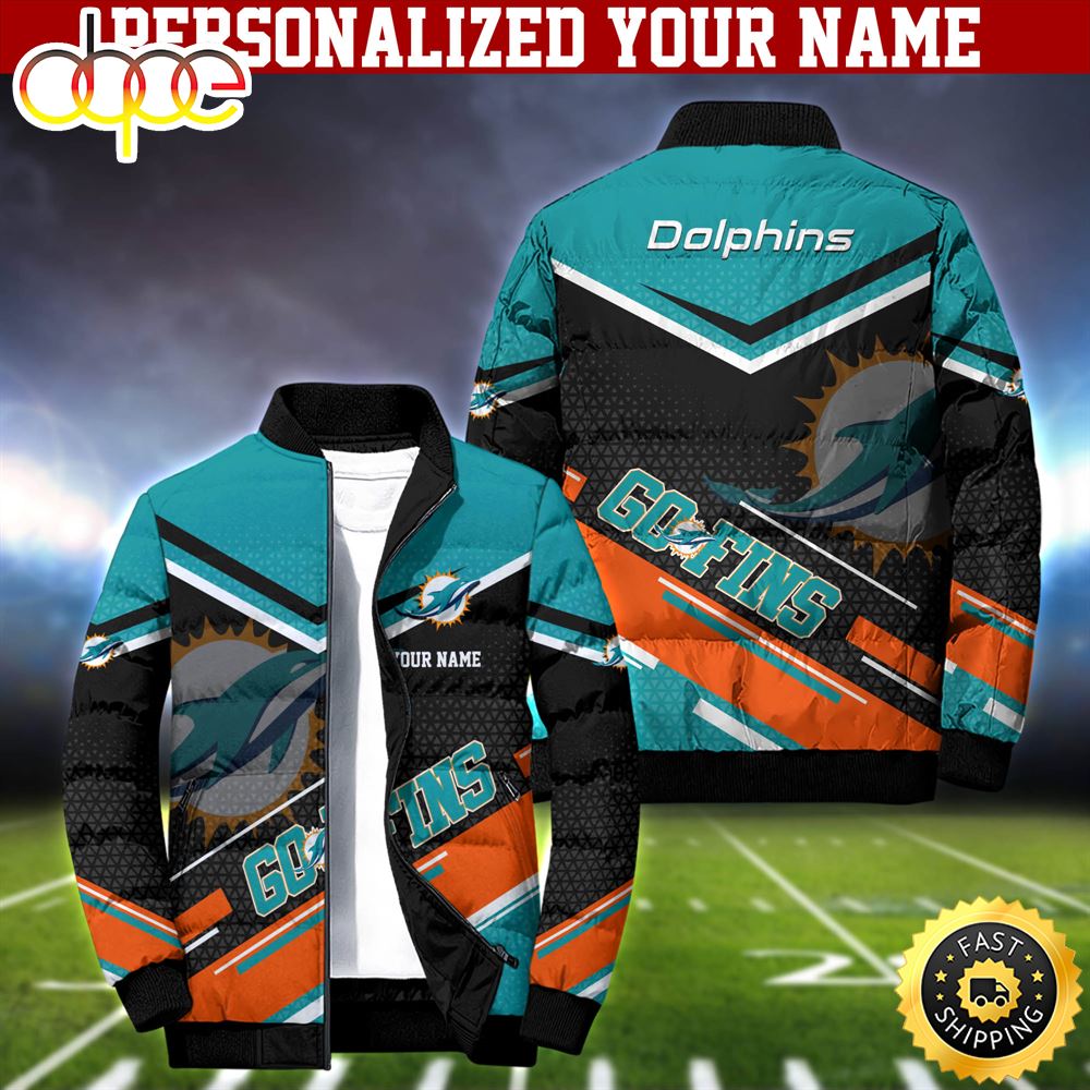 NFL Miami Dolphins Puffer Jacket Personalized Your Name