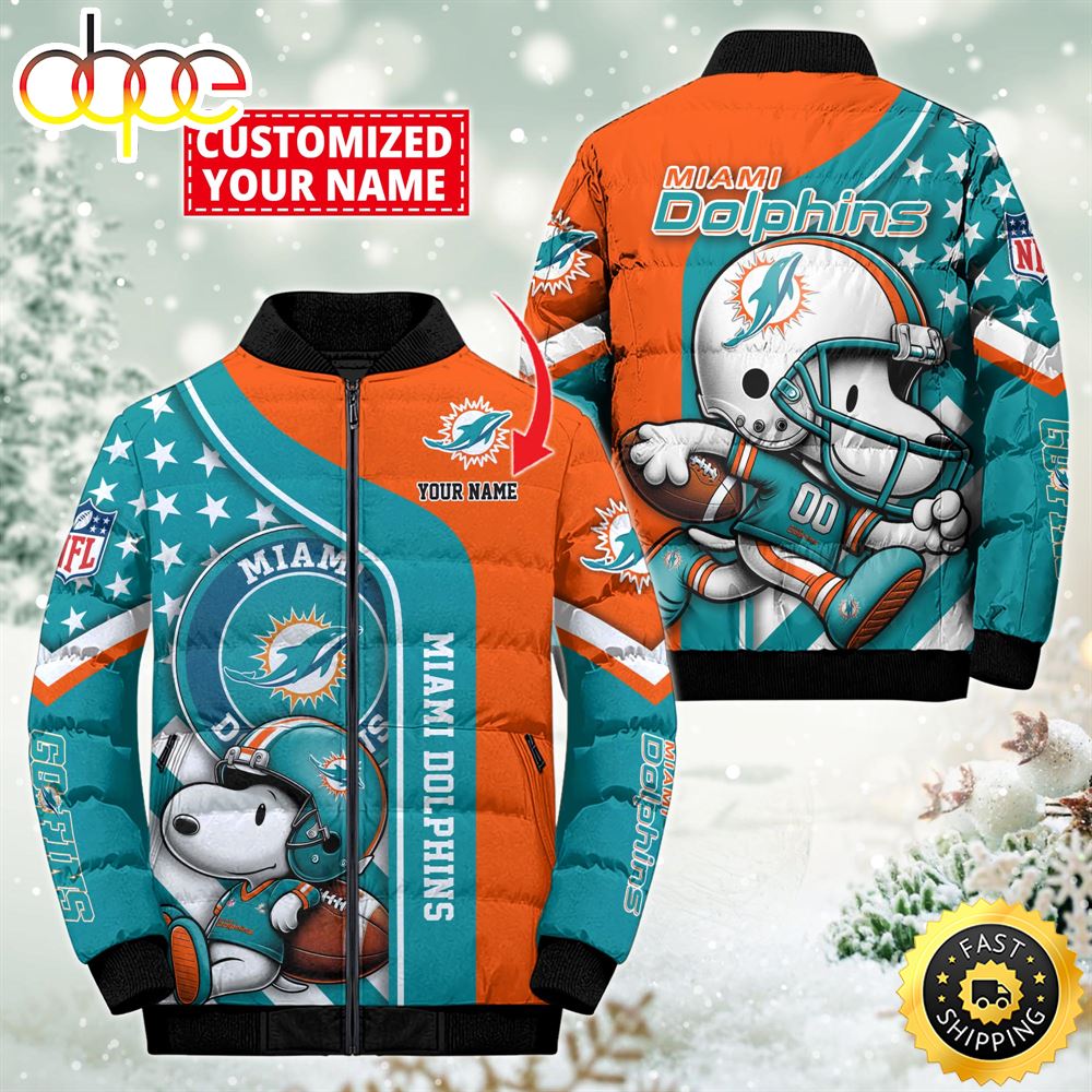 NFL Miami Dolphins Snoopy Puffer Jacket Custom