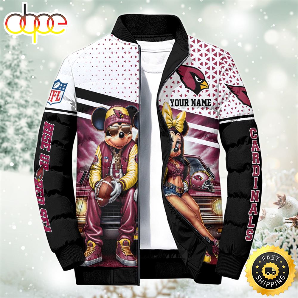 NFL Mickey And Minnie Arizona Cardinals Puffer Jacket Custom