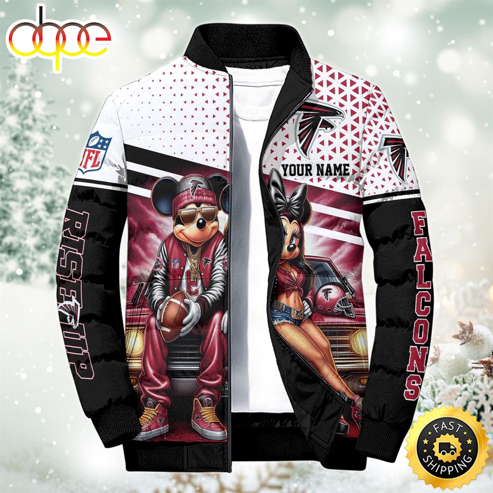 NFL Mickey And Minnie Atlanta Falcons Puffer Jacket Custom