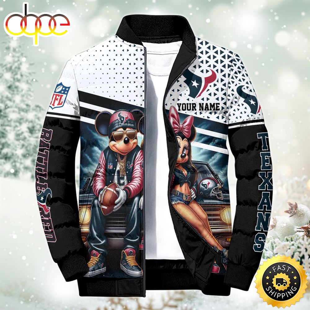 NFL Mickey And Minnie Houston Texans Puffer Jacket Custom