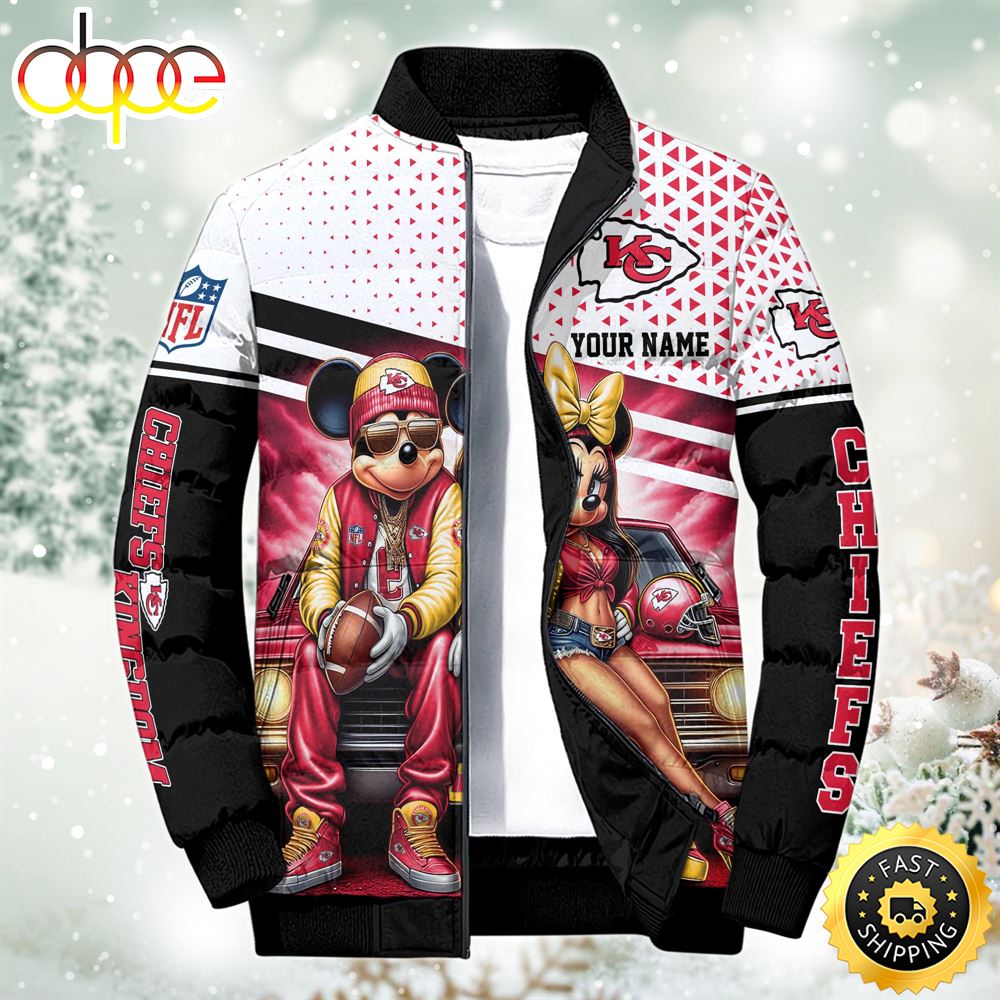 NFL Mickey And Minnie Kansas City Chiefs Puffer Jacket Custom