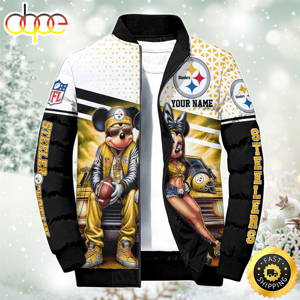 NFL Mickey And Minnie Pittsburgh Steelers Puffer Jacket Custom