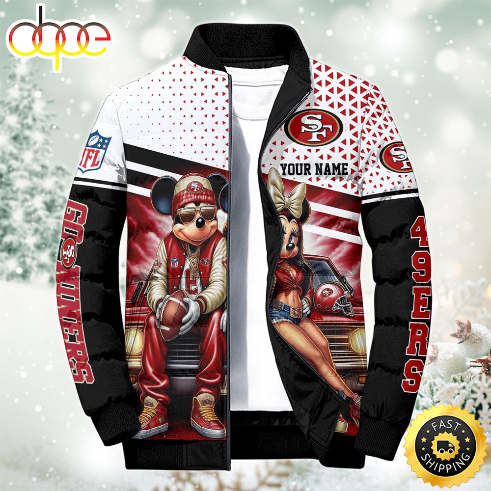 NFL Mickey And Minnie San Francisco 49ers Puffer Jacket Custom