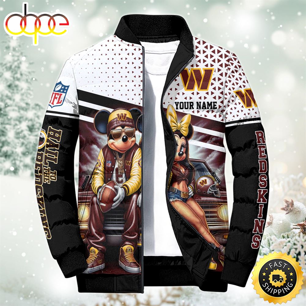 NFL Mickey And Minnie Washington Commanders Puffer Jacket Custom