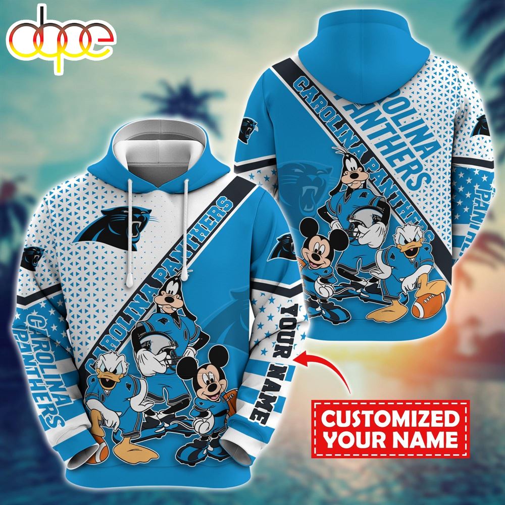 NFL Mickey Mouse Carolina Panthers Character Cartoon Movie Custom Name Hoodie New Arrivals