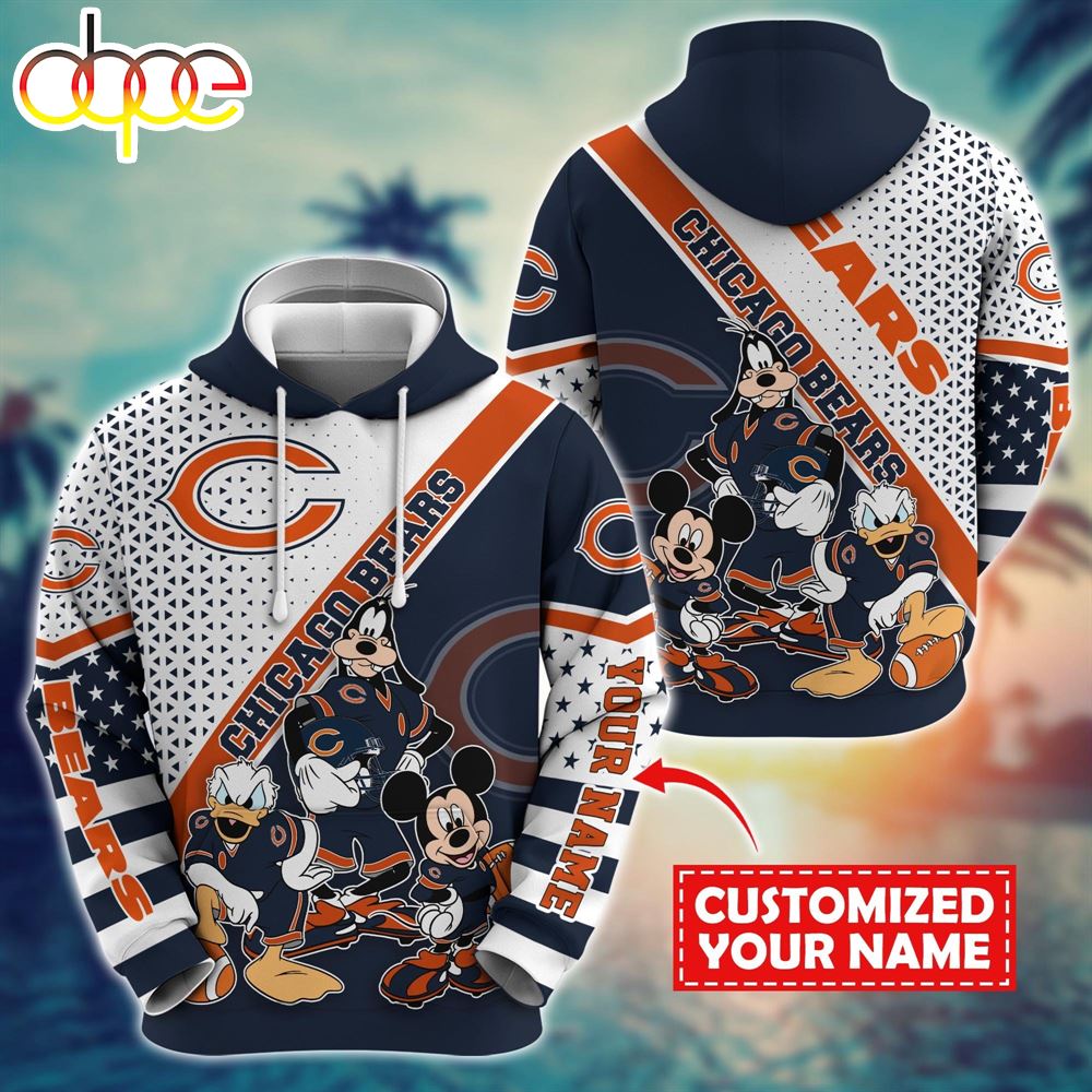 NFL Mickey Mouse Chicago Bears Character Cartoon Movie Custom Name Hoodie New Arrivals