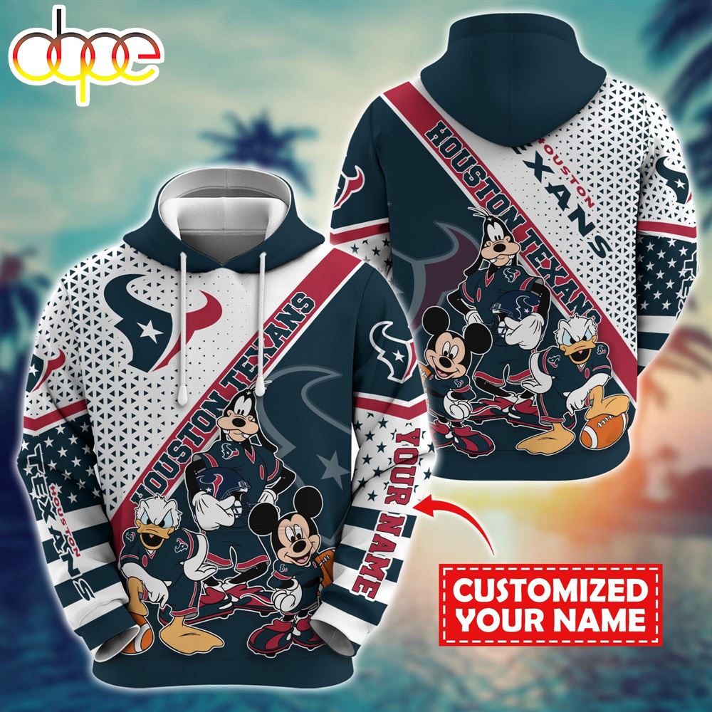 NFL Mickey Mouse Houston Texans Character Cartoon Movie Custom Name Hoodie New Arrivals