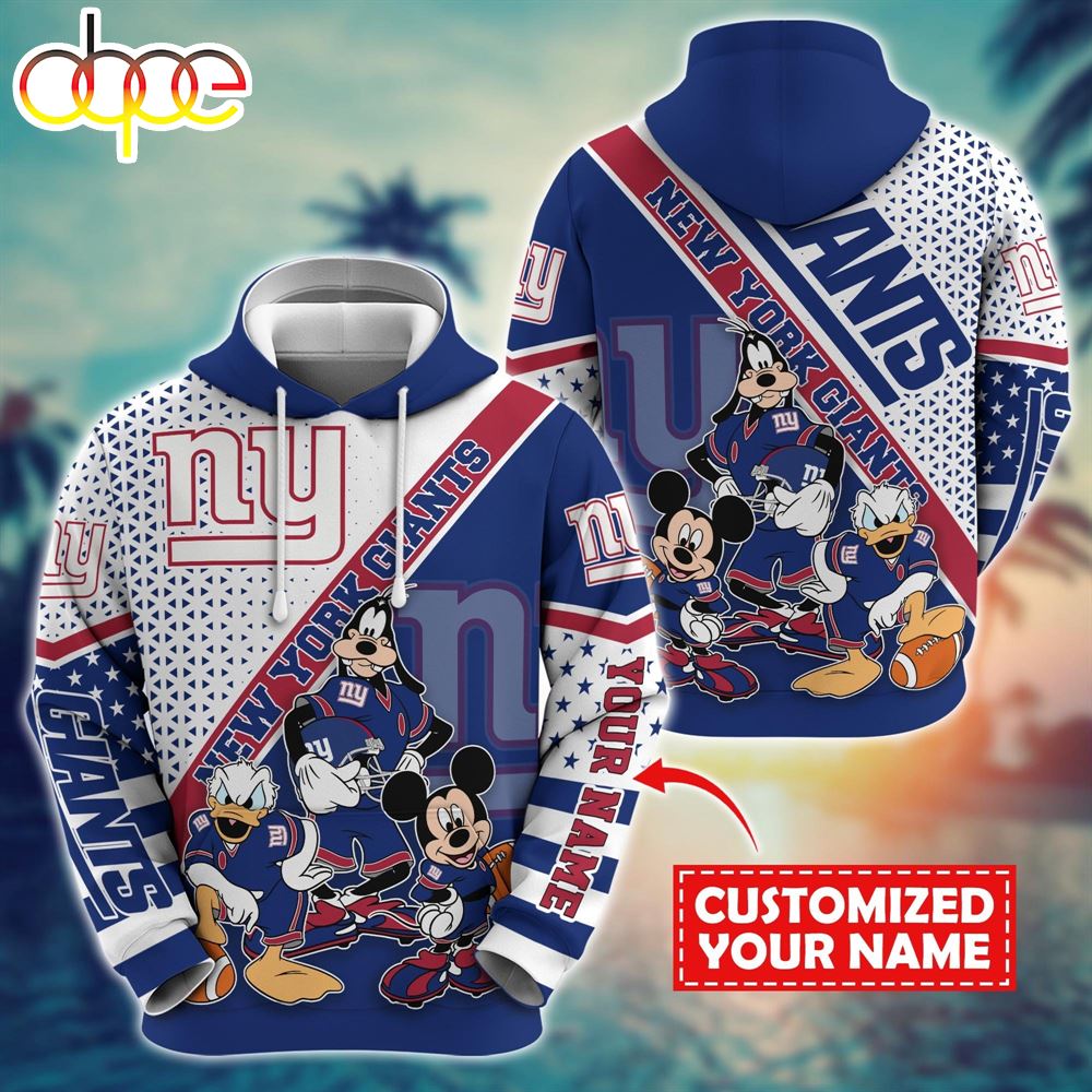 NFL Mickey Mouse New York Giants Character Cartoon Movie Custom Name Hoodie New Arrivals