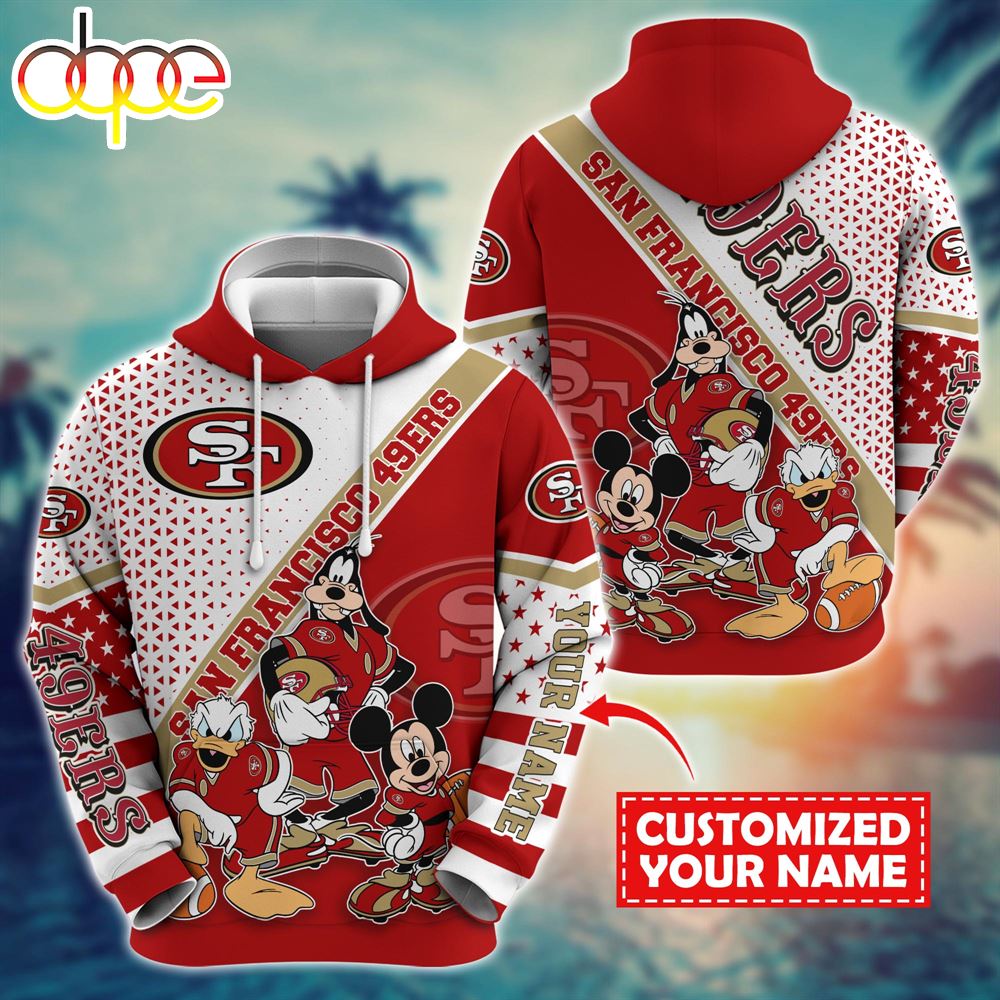 NFL Mickey Mouse San Francisco 49ers Character Cartoon Movie Custom Name Hoodie New Arrivals