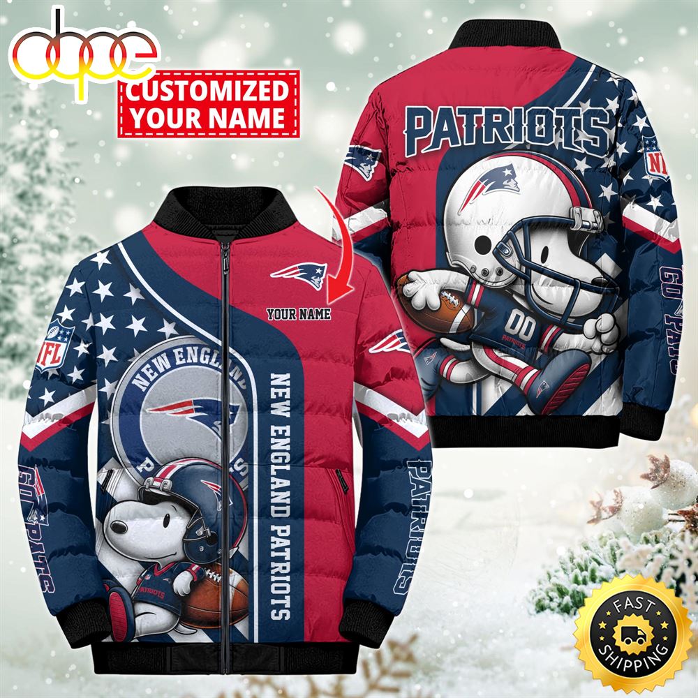 NFL New England Patriots Snoopy Puffer Jacket Custom
