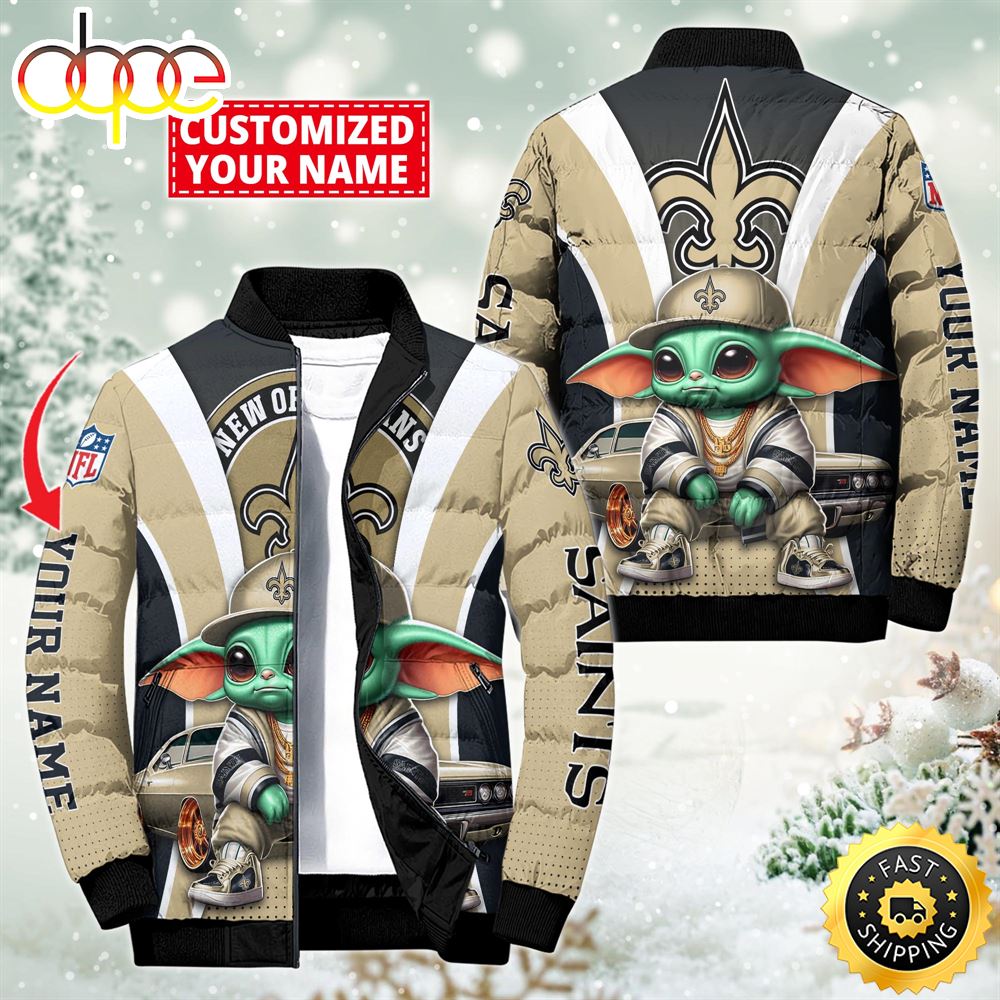 NFL New Orleans Saints Baby Yoda Puffer Jacket For Fans