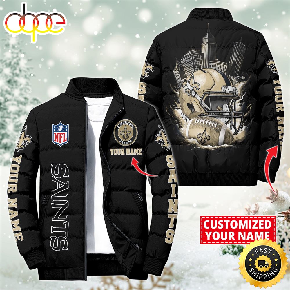 NFL New Orleans Saints City Puffer Jacket Custom Name