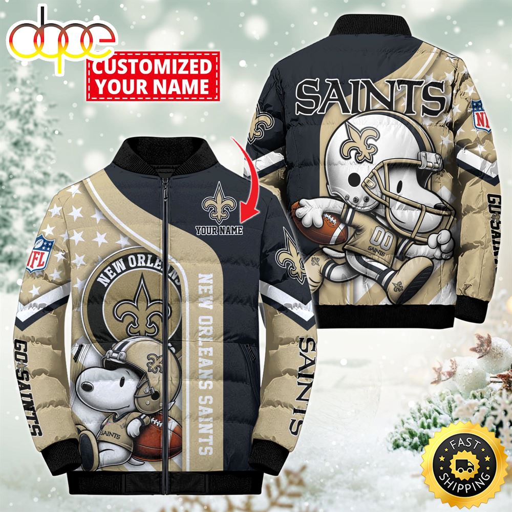 NFL New Orleans Saints Snoopy Puffer Jacket Custom