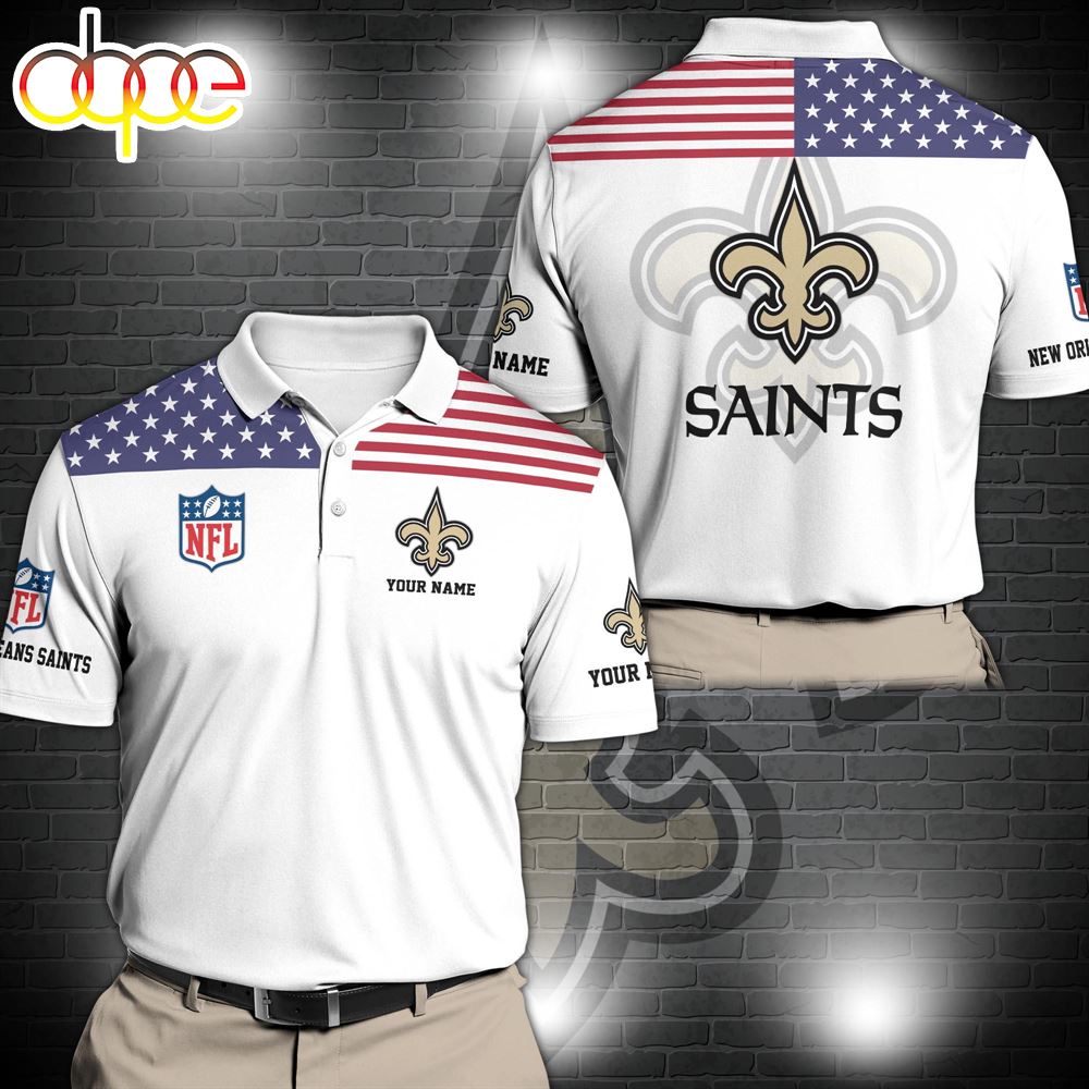 NFL New Orleans Saints Sport Polo Shirt Custom Your Name