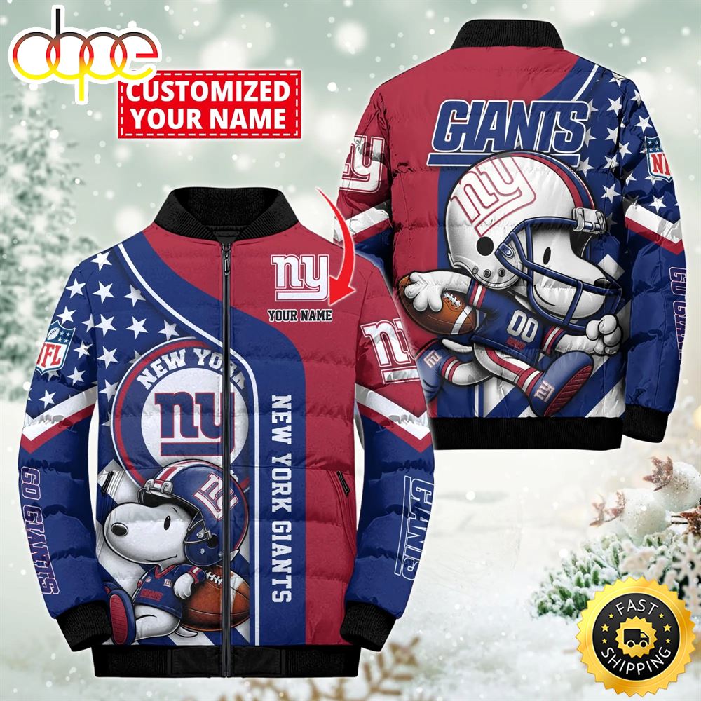 NFL New York Giants Snoopy Puffer Jacket Custom