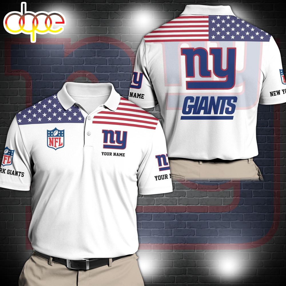 NFL New York Giants Sport Polo Shirt Custom Your Name