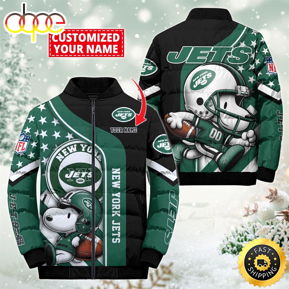 NFL New York Jets Snoopy Puffer Jacket Custom