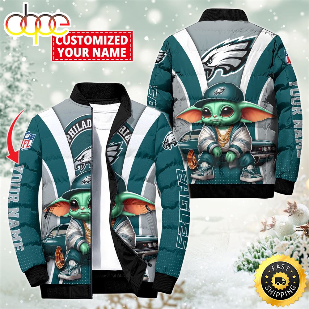 NFL Philadelphia Eagles Baby Yoda Puffer Jacket For Fans