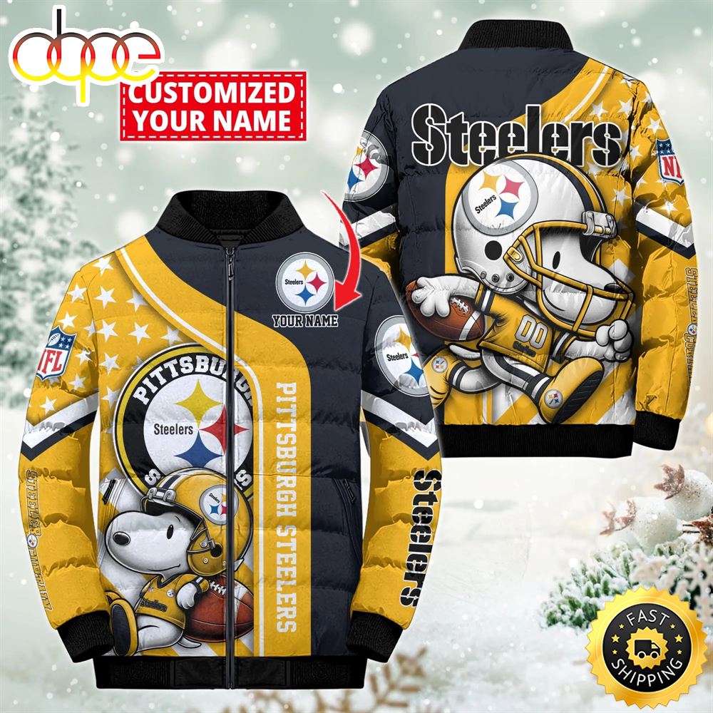 NFL Pittsburgh Steelers Snoopy Puffer Jacket Custom