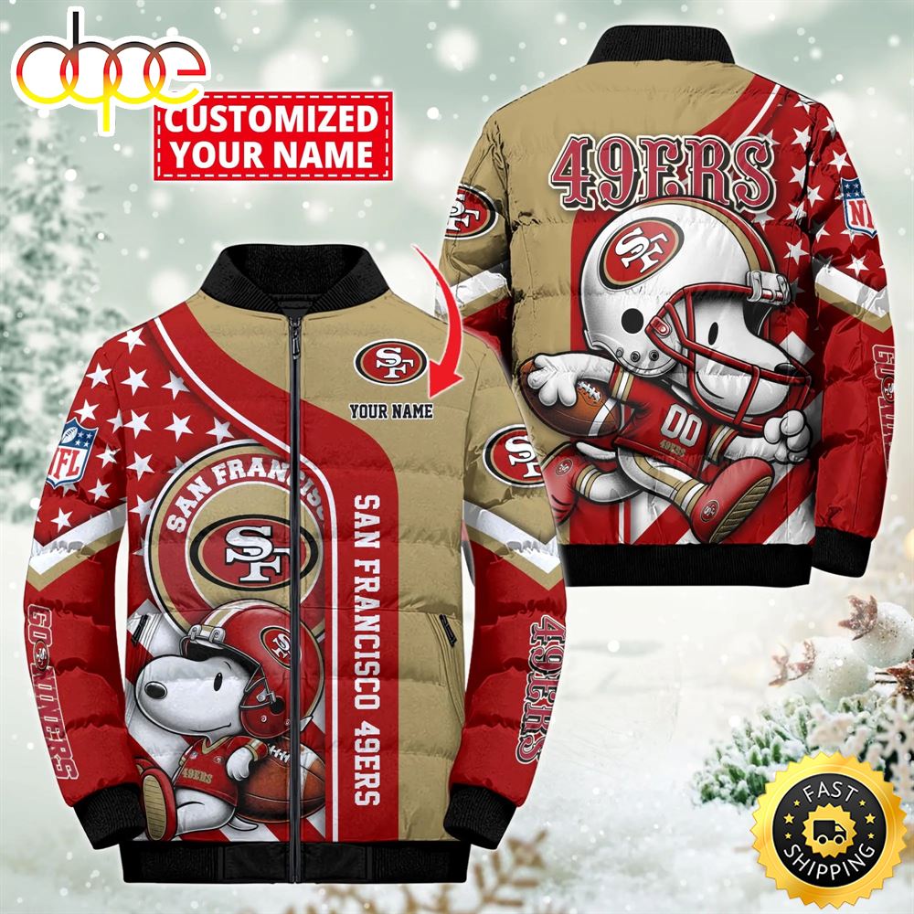 NFL San Francisco 49ers Snoopy Puffer Jacket Custom