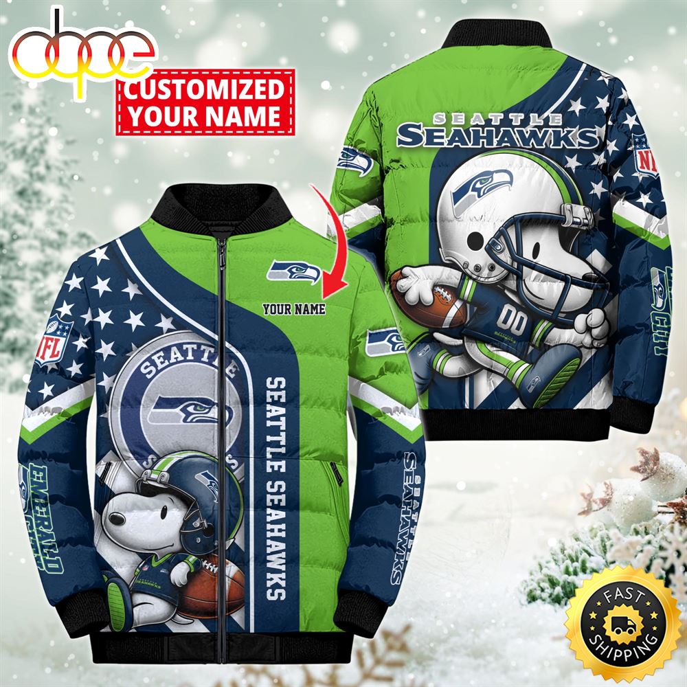 NFL Seattle Seahawks Snoopy Puffer Jacket Custom